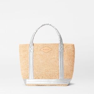 Matte Silver Small Raffia Tote MZ Wallace